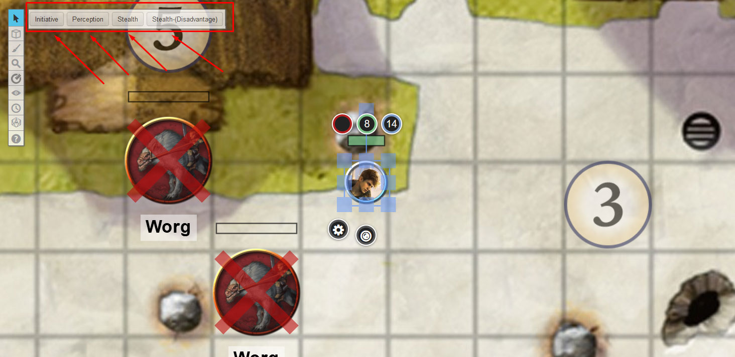 Macros do Roll20 para aventuras de D&D 5e do Tarrasque na Bota RPG Next