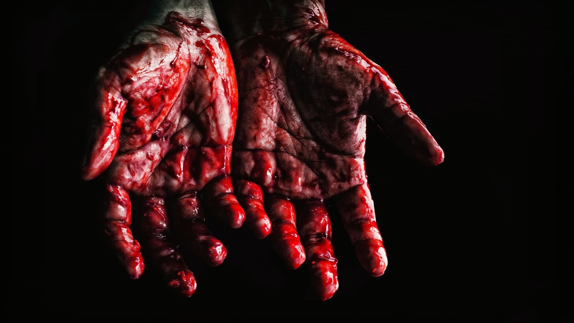 Mãos, banhadas em sangue