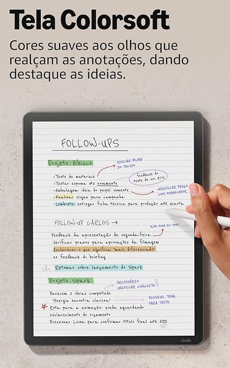 Amazon Kindle Scribe Colorsoft 64GB – Tela colorida de 11" semelhante ao papel, com luz frontal — Fino, leve, potente — Escreva em cadernos, documentos e livros - Grafite - Imagem 4