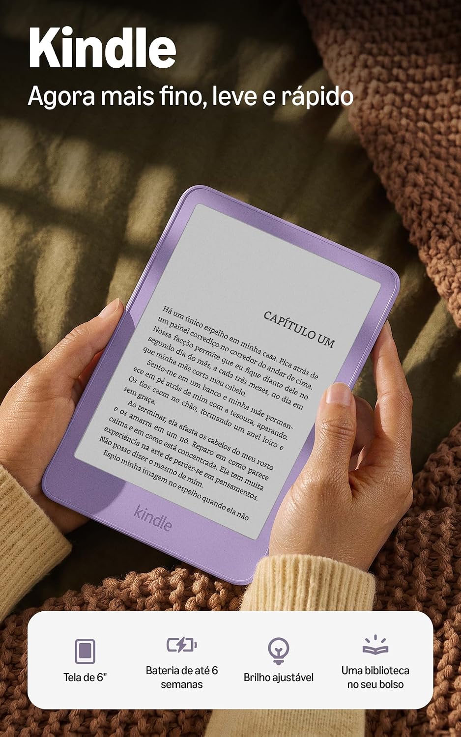 Amazon Kindle 16 GB (modelo 2026-2027) — Tela de 6" com acabamento em alumínio